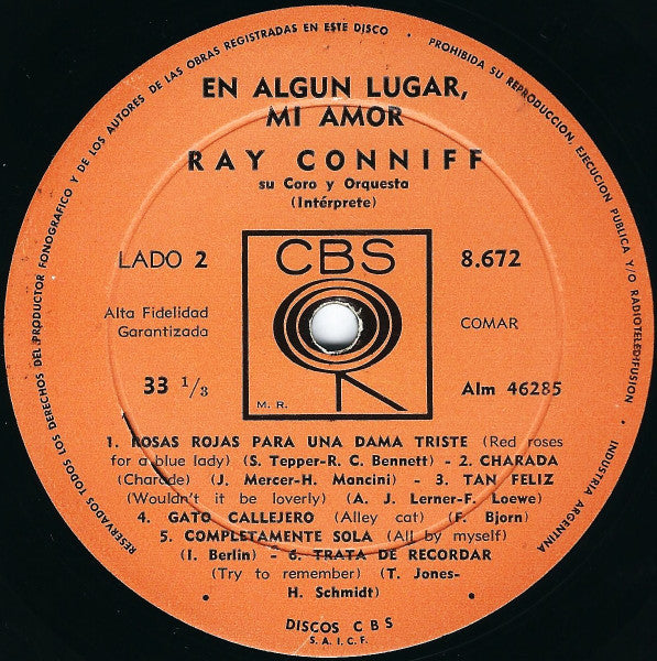 Ray Conniff - En Algun Lugar, Mi Amor (LP)