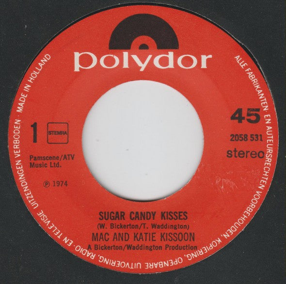 Mac And Katie Kissoon - Sugar Candy Kisses Vinyl Singles Vinyl Very Good (VG) <br> Hoes Generic