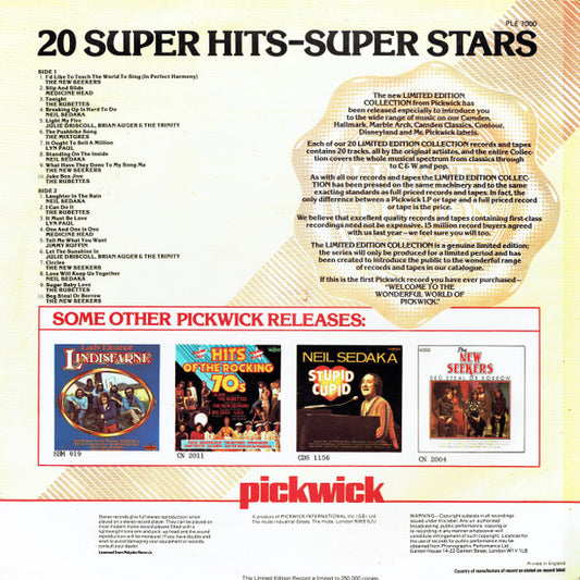 Various - 20 Super Hits - Super Stars (LP) Vinyl LP Vinyl Zeer Goed / Hoesje Goed "VINYLSINGLES.NL"