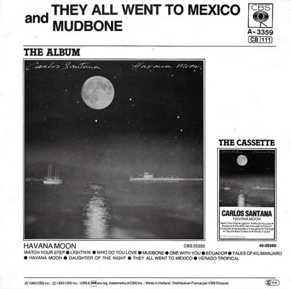 Carlos Santana - They All Went To Mexico Vinyl Singles Vinyl Very Good (VG) <br> Hoes Good Plus (G+)