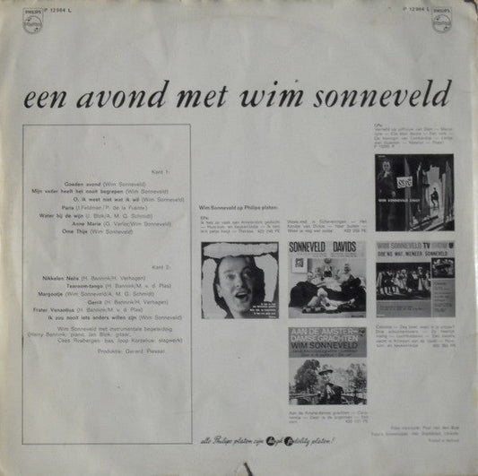 Wim Sonneveld - Een Avond Met Wim Sonneveld (LP) Vinyl LP Vinyl Zeer Goed / Hoesje Goed "VINYLSINGLES.NL"