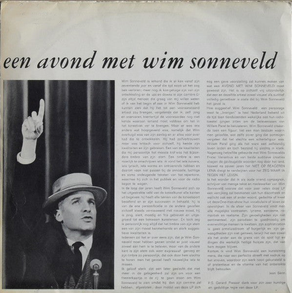 Wim Sonneveld - Een Avond Met Wim Sonneveld (LP) Vinyl LP Vinyl Very Good (VG) <br> Hoes Good Plus (G+)