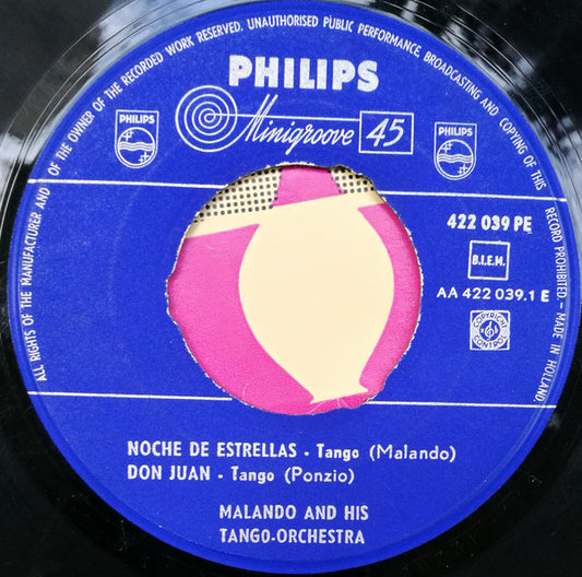 Malando And His Tango Orchestra - Noche Estrellas (B) (EP) 19470 Vinyl Singles Redelijke Staat