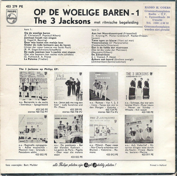 3 Jacksons - Op De Woelige Baren 1 (EP) 23129 Vinyl Singles EP Goede Staat