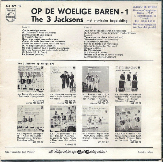 3 Jacksons - Op De Woelige Baren 1 Vinyl Singles EP Vinyl Zeer Goed / Hoesje Goed "VINYLSINGLES.NL"