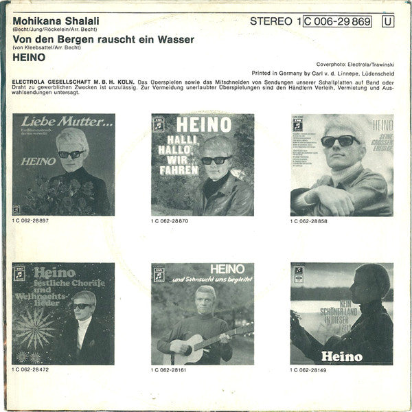 Heino - Mohikana Shalali Vinyl Singles Vinyl Goed / Hoes Redelijk