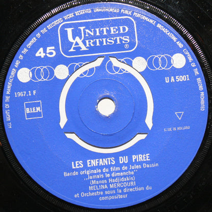 Melina Mercouri - Les Enfants Du Pirée Vinyl Singles Vinyl Very Good (VG) <br> Hoes Good Plus (G+)