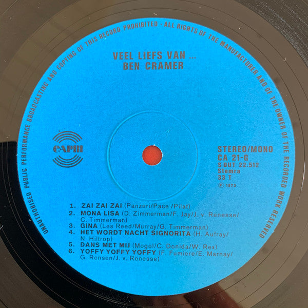 Ben Cramer - Veel Liefs Van ... Ben Cramer (LP) 48733