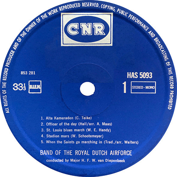 Band Of The Royal Dutch Airforce - Band Of The Royal Dutch Airforce (LP) Vinyl LP Vinyl Very Good (VG) <br> Hoes Good Plus (G+)