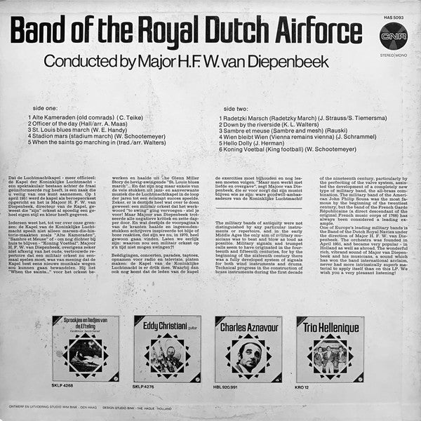 Band Of The Royal Dutch Airforce - Band Of The Royal Dutch Airforce (LP) Vinyl LP Vinyl Very Good (VG) <br> Hoes Good Plus (G+)