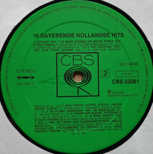 Various - 16 Daverende Hollandse Hits (LP)