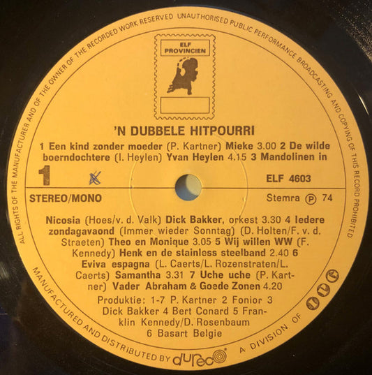 Various - Dubbele Hitpourri (LP) Vinyl LP Dubbel Vinyl Zeer Goed / Hoesje Goed "VINYLSINGLES.NL"