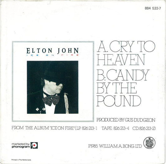 Elton John - Cry To Heaven Vinyl Singles Media: VG+ / Sleeve: G+ "VINYLSINGLES.NL"