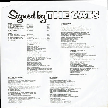 Cats - Signed By The Cats (LP) Vinyl LP Vinyl Very Good (VG) <br> Hoes Good Plus (G+)
