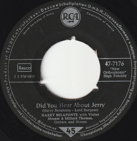 Harry Belafonte - The Marching Saints Vinyl Singles Vinyl Goed / Hoes Generic