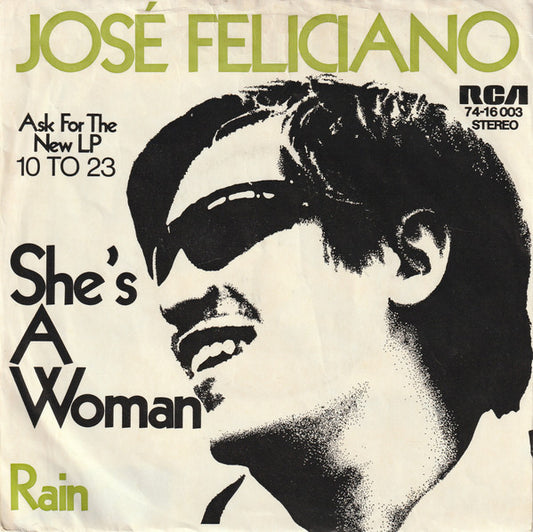 José Feliciano - She's A Woman Vinyl Singles Vinyl Very Good (VG) <br> Hoes Good Plus (G+)