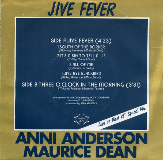 Anni Anderson & Maurice Dean - Jive Fever Vinyl Singles Vinyl Zeer Goed / Hoesje Goed "VINYLSINGLES.NL"