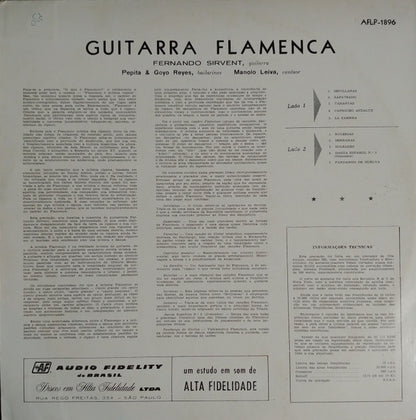 Fernando Sirvent – Guitarra Flamenca (LP) Vinyl LP Vinyl Very Good (VG) <br> Hoes Good Plus (G+)