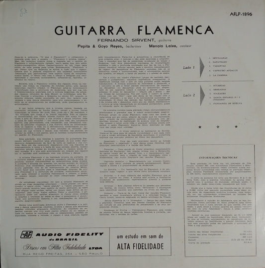 Fernando Sirvent – Guitarra Flamenca (LP) Vinyl LP Vinyl Zeer Goed / Hoesje Goed "VINYLSINGLES.NL"