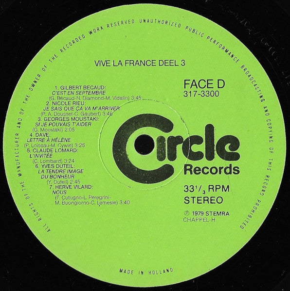 Various - Vive La France 3 - Grote Franse Successen (LP) Vinyl LP Dubbel Vinyl Very Good (VG) <br> Hoes Good Plus (G+)