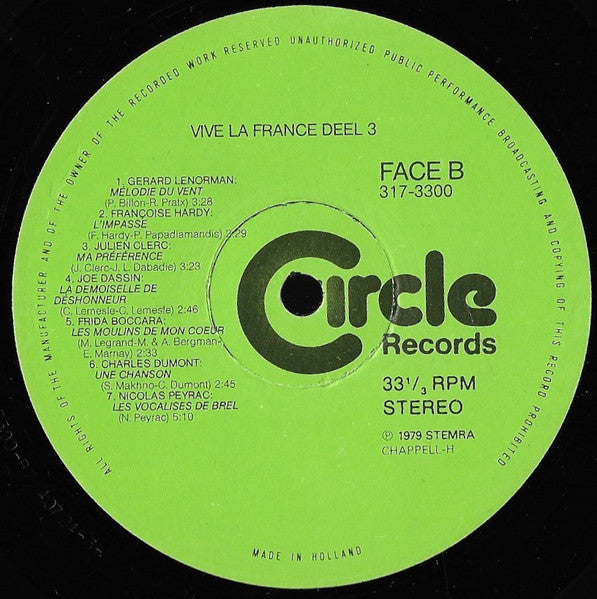 Various - Vive La France 3 - Grote Franse Successen (LP) Vinyl LP Dubbel Vinyl Very Good (VG) <br> Hoes Good Plus (G+)