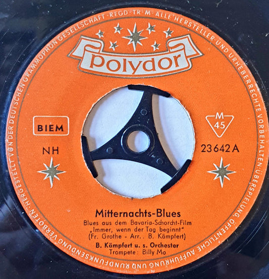 Bert Kaempfert & His Orchestra - Mitternachts-Blues Vinyl Singles Vinyl Very Good (VG) <br> Hoes Good Plus (G+)
