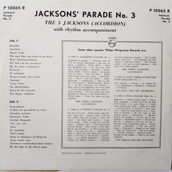 3 Jacksons - Jacksons' Parade No. 3 (10") 50531 Vinyl LP 10" Goede Staat