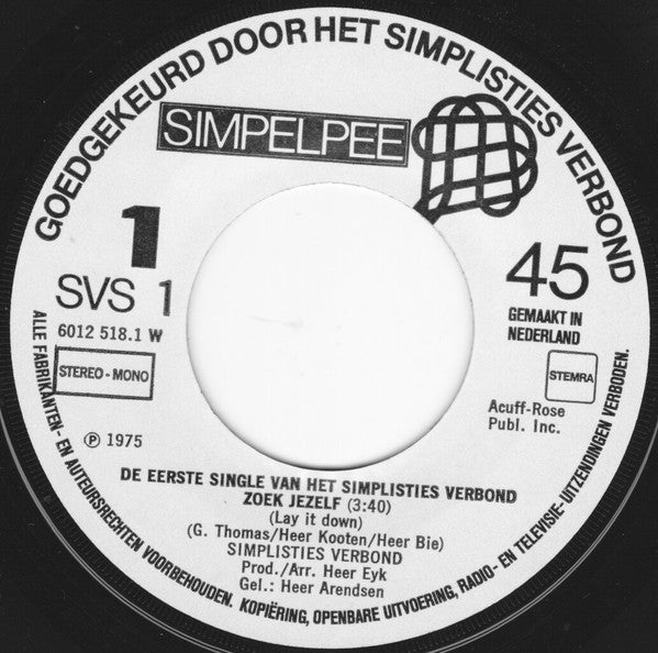 Simplisties Verbond - De Eerste Single Van Het Simplisties Verbond