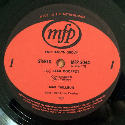 Max Tailleur - 12½ Jaar Doofpot (LP) Vinyl LP Vinyl Very Good (VG) <br> Hoes Good Plus (G+)