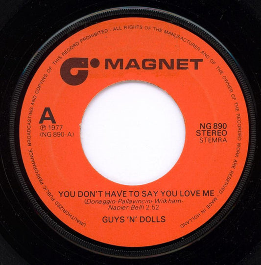 Guys 'n Dolls - You Don't Have To Say You Love Me Vinyl Singles Vinyl Goed / Hoes Generic