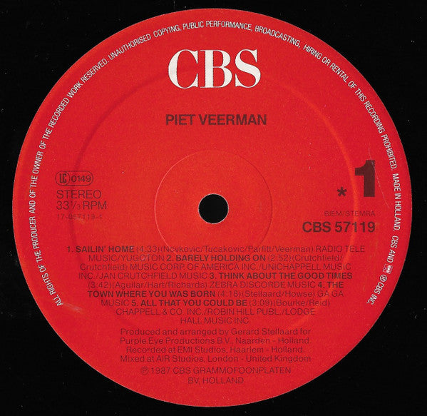 Piet Veerman - Piet Veerman (LP) Vinyl LP Vinyl Very Good (VG) <br> Hoes Good Plus (G+)