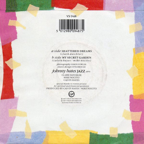 Johnny Hates Jazz - Shattered Dreams Vinyl Singles Vinyl Very Good (VG) <br> Hoes Good Plus (G+)