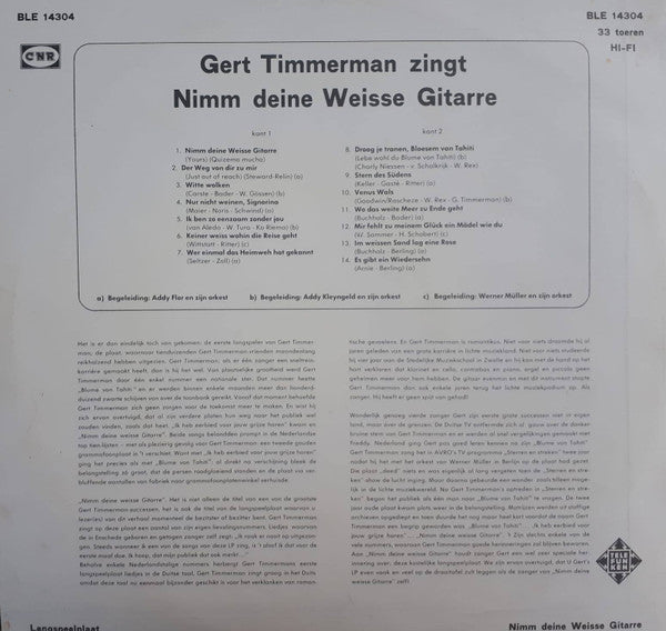 Gert Timmerman - Nimm Deine Weisse Gitarre (LP) Vinyl LP Vinyl Very Good (VG) <br> Hoes Good Plus (G+)