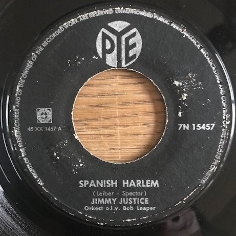 Jimmy Justice - Spanish Harlem Vinyl Singles Vinyl Very Good (VG) <br> Hoes Good Plus (G+)