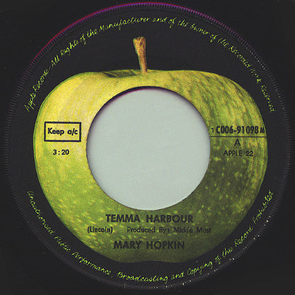 Mary Hopkin - Temma Harbour Vinyl Singles Vinyl Very Good (VG) <br> Hoes Generic