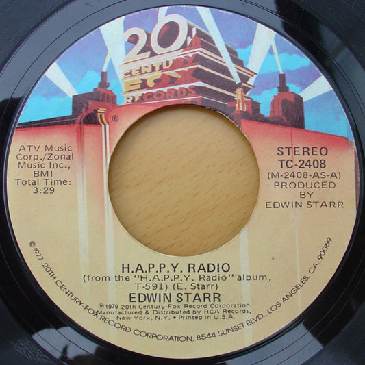 Edwin Starr - H.A.P.P.Y. Radio Vinyl Singles Vinyl Very Good (VG) <br> Hoes Generic