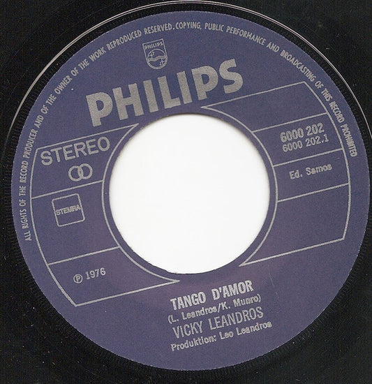 Vicky Leandros - Tango D'Amor Vinyl Singles Vinyl Zeer Goed / Hoesje Generic "VINYLSINGLES.NL"