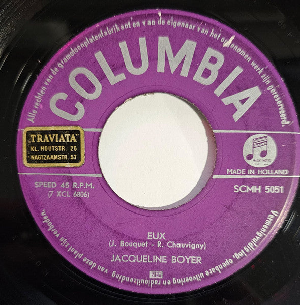 Jacqueline Boyer - Para Ti Vinyl Singles Vinyl Very Good (VG) <br> Hoes Good Plus (G+)