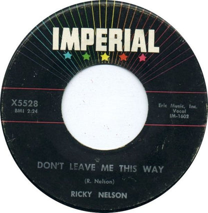 Ricky Nelson - Poor Little Fool Vinyl Singles Vinyl Very Good (VG) <br> Hoes Good Plus (G+)