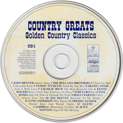 Various - Country Greats (Golden Country Classics) (CD) Compact Disc Goede Staat