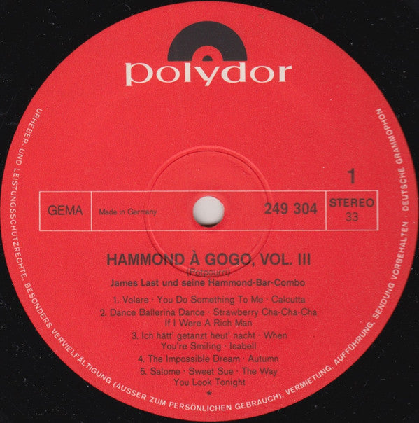 James Last Und Seine Hammond-Combo - Hammond A GoGo 3 (LP) 41227 Vinyl LP Goede Staat