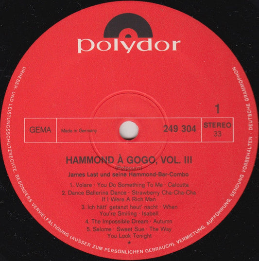 James Last Und Seine Hammond-Combo - Hammond A GoGo * (LP) Vinyl LP Vinyl Zeer Goed / Hoesje Goed "VINYLSINGLES.NL"