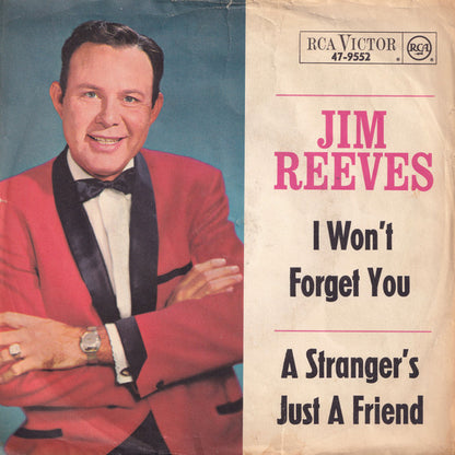 Jim Reeves - I Won't Forget You Vinyl Singles Vinyl Very Good (VG) <br> Hoes Good Plus (G+)