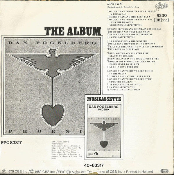 Dan Fogelberg - Longer Vinyl Singles Vinyl Very Good (VG) <br> Hoes Good Plus (G+)