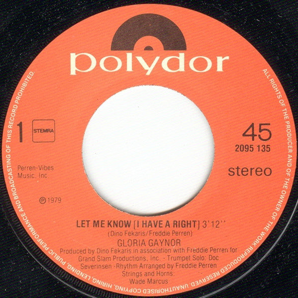 Gloria Gaynor - Let Me Know (I Have A Right) 17311 Vinyl Singles VINYLSINGLES.NL