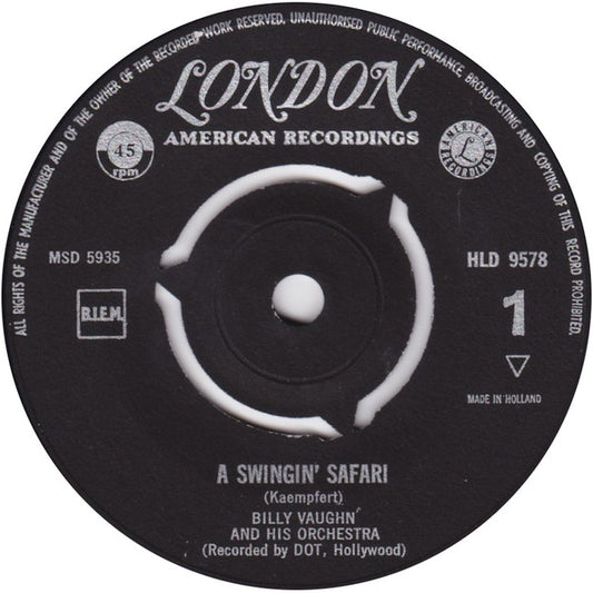 Billy Vaughn And His Orchestra - A Swingin' Safari 38031 Vinyl Singles Hoes: Generic Company