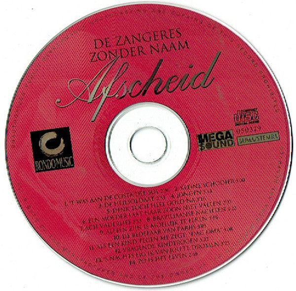 Zangeres Zonder Naam - Afscheid (CD) Compact Disc Goede Staat