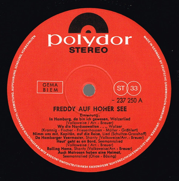 Freddy - Auf Hoher See (LP) 48915