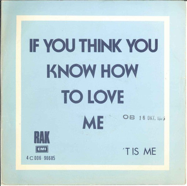 Smokie - If You Think You Know How To Love Me Vinyl Singles Vinyl Very Good (VG) <br> Hoes Good Plus (G+)