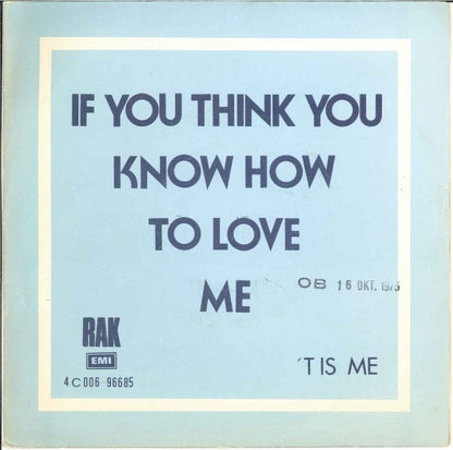 Smokie - If You Think You Know How To Love Me Vinyl Singles Vinyl Very Good (VG) <br> Hoes Good Plus (G+)